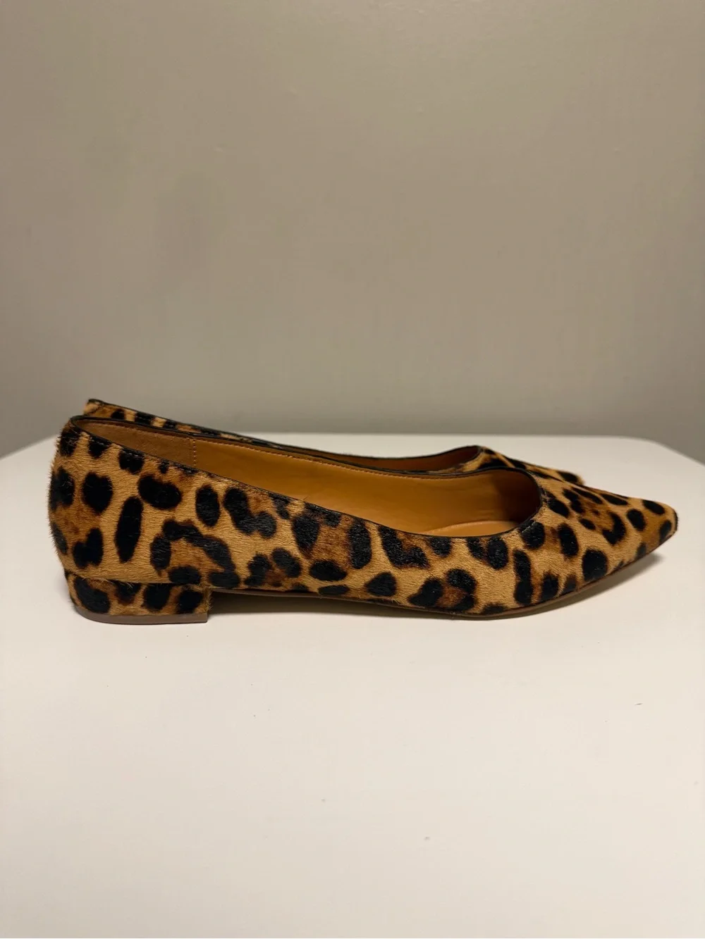 J.Crew Leopard Print Marina Calf Hair Trendy Ballet Pointed Toe Flats US 9.5